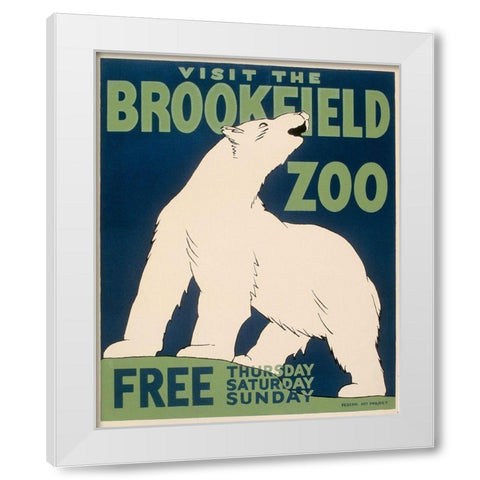 Visit the Brookfield Zoo - Polar Bear White Modern Wood Framed Art Print by WPA