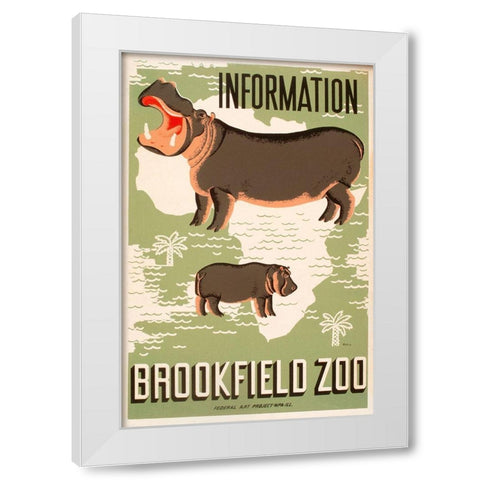 Information - Brookfield Zoo - Hippos White Modern Wood Framed Art Print by Waltrip, Mildred