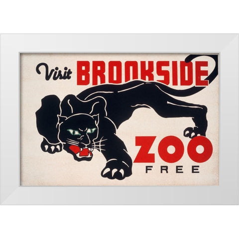 Brookfield Zoo - Panther White Modern Wood Framed Art Print by WPA