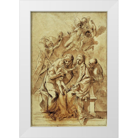 Holy Family with Saint Anne (recto); Figure Sketches (verso) White Modern Wood Framed Art Print by Testa, Pietro