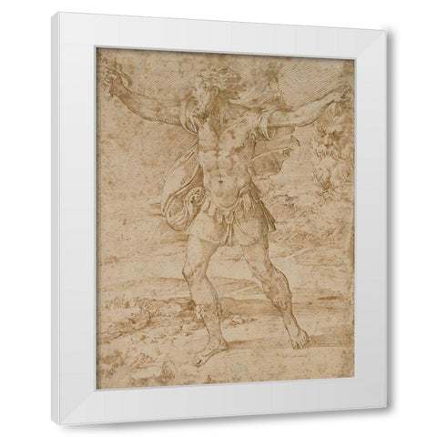 David with the Head of Goliath White Modern Wood Framed Art Print by Parmigianino, F.