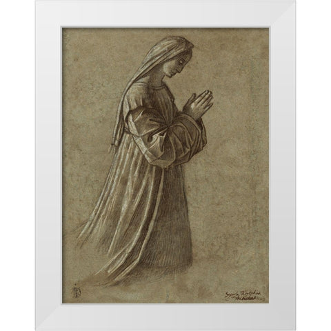 Study of the Virgin (recto); Study of the Virgin and of Hands (verso) White Modern Wood Framed Art Print by Carpaccio, Vittore