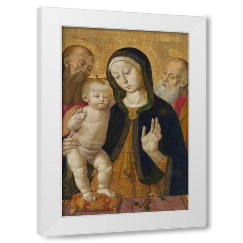 Madonna and Child with Two Hermit Saints White Modern Wood Framed Art Print by Fungai, Bernardino