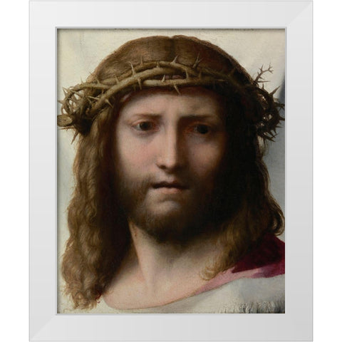 Head of Christ White Modern Wood Framed Art Print by Allegri, Antonio