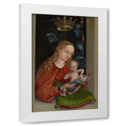 Madonna and Child in a Window White Modern Wood Framed Art Print by Schongauer, Martin