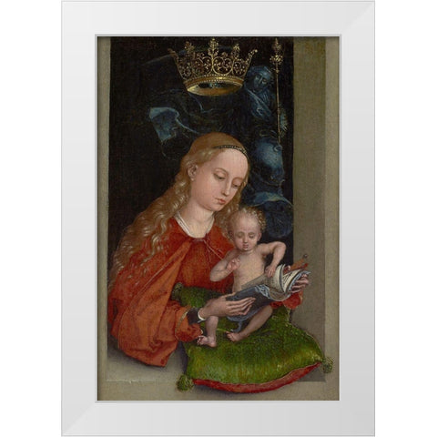 Madonna and Child in a Window White Modern Wood Framed Art Print by Schongauer, Martin