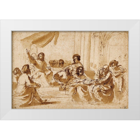 Christ Preaching in the Temple White Modern Wood Framed Art Print by Barbieri, Giovanni Francesco