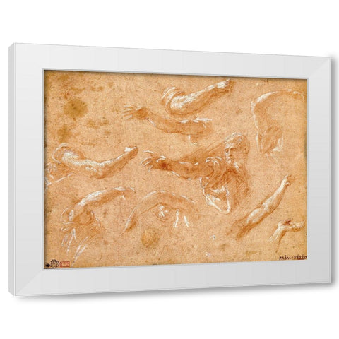 Study of God the Father with Angels White Modern Wood Framed Art Print by Primaticcio, Francesco