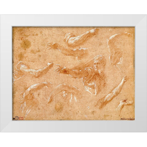 Study of God the Father with Angels White Modern Wood Framed Art Print by Primaticcio, Francesco