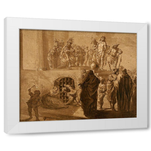 Christ Before Pilate White Modern Wood Framed Art Print by Knupfer, Nikolaus