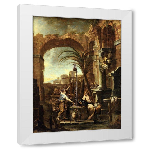 Christ and the Samaritan Woman White Modern Wood Framed Art Print by Magnasco, Alessandro