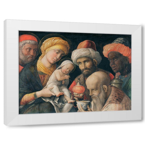 Adoration of the Magi White Modern Wood Framed Art Print by Mantegna, Andrea