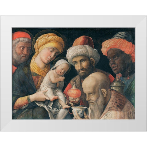 Adoration of the Magi White Modern Wood Framed Art Print by Mantegna, Andrea