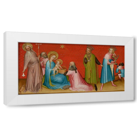 The Adoration of the Magi with Saint Anthony Abbot White Modern Wood Framed Art Print by Flemish, Master Franco