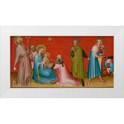 The Adoration of the Magi with Saint Anthony Abbot White Modern Wood Framed Art Print by Flemish, Master Franco