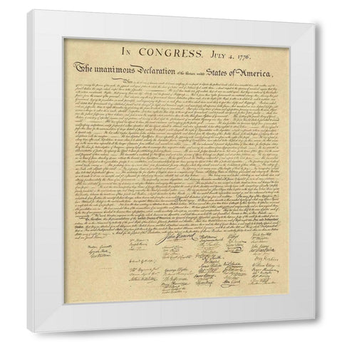 U.S. Declaration of Independence - Decorative Sepia White Modern Wood Framed Art Print by U.S. Government