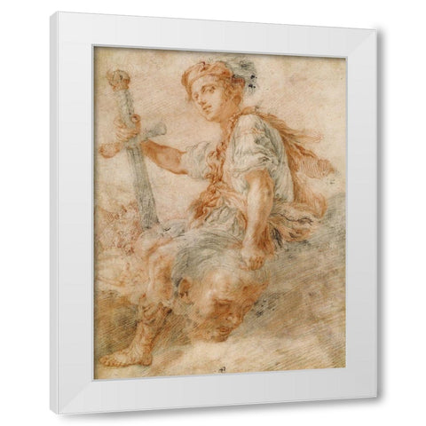 David with the Head of Goliath White Modern Wood Framed Art Print by Fetti, Domenico