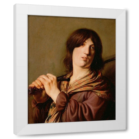 David with His Sword White Modern Wood Framed Art Print by de Bray, Salomon