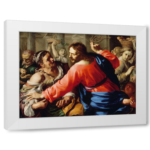 Christ Cleansing the Temple White Modern Wood Framed Art Print by Mei, Bernardino