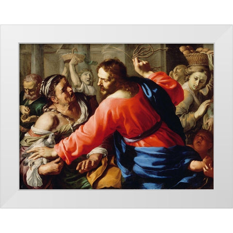 Christ Cleansing the Temple White Modern Wood Framed Art Print by Mei, Bernardino