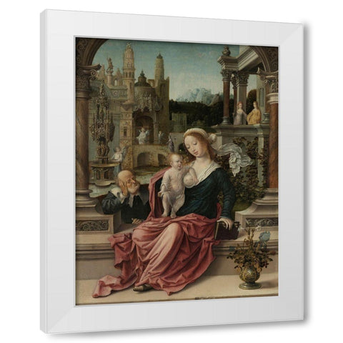 The Holy Family White Modern Wood Framed Art Print by Gossaert, Jan (Mabuse)