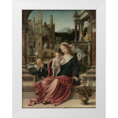 The Holy Family White Modern Wood Framed Art Print by Gossaert, Jan (Mabuse)