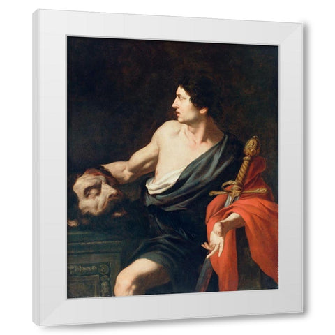 David with the Head of Goliath White Modern Wood Framed Art Print by Novelli, Pietro