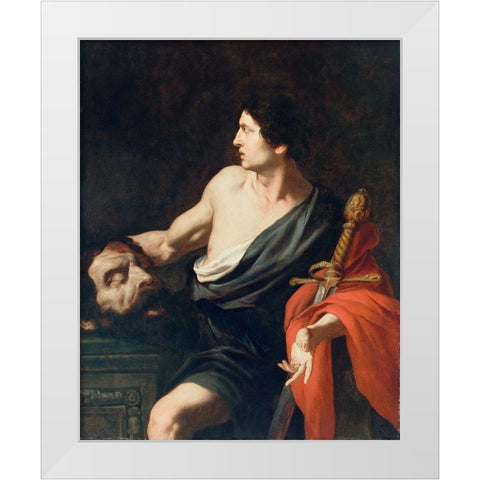 David with the Head of Goliath White Modern Wood Framed Art Print by Novelli, Pietro