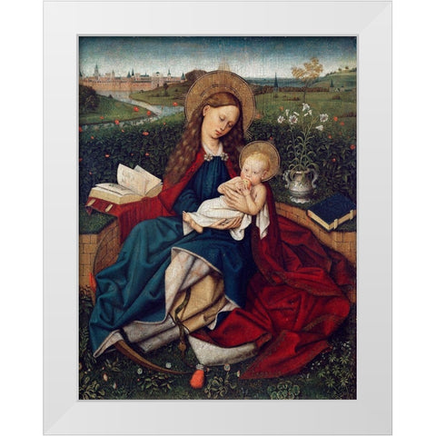 The Madonna of Humility White Modern Wood Framed Art Print by Campin