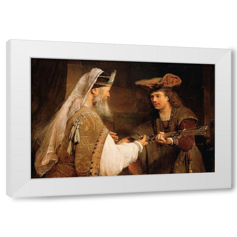 Ahimelech Giving the Sword of Goliath to David White Modern Wood Framed Art Print by de Gelder, Aert