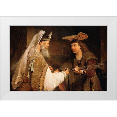 Ahimelech Giving the Sword of Goliath to David White Modern Wood Framed Art Print by de Gelder, Aert
