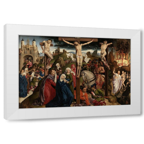 The Crucifixion White Modern Wood Framed Art Print by Bude, Master Dreux