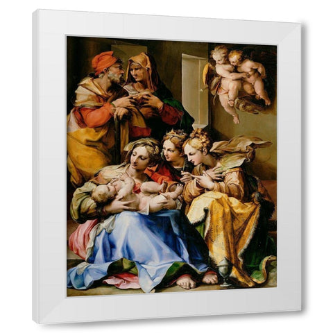 Holy Family with Saints Anne, Catherine of Alexandria, and Mary Magdalene White Modern Wood Framed Art Print by Nosadella