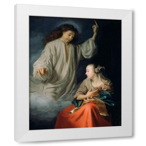 The Annunciation White Modern Wood Framed Art Print by Schalcken, Godfried