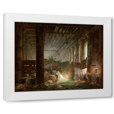 A Hermit Praying in the Ruins of a Roman Temple White Modern Wood Framed Art Print by Robert, Hubert