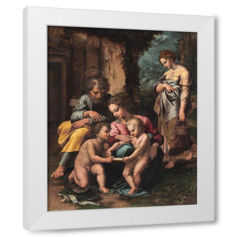 The Holy Family White Modern Wood Framed Art Print by Romano, Giulio