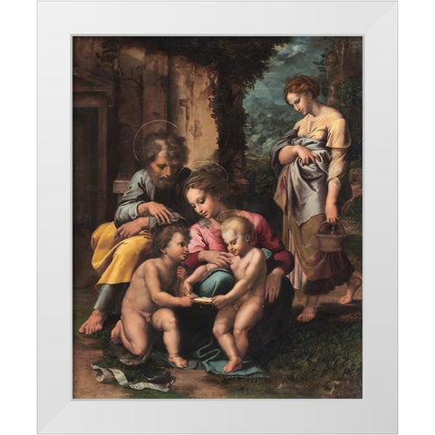 The Holy Family White Modern Wood Framed Art Print by Romano, Giulio