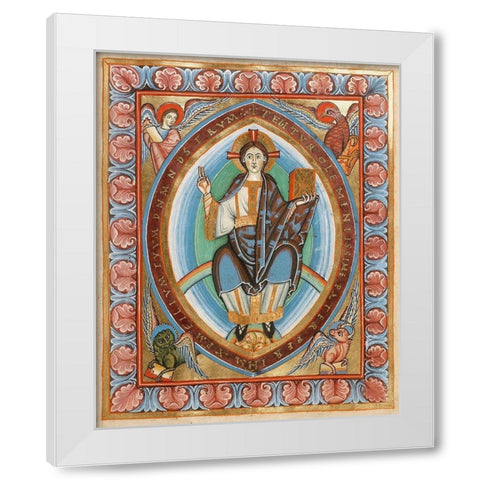 Christ in Majesty White Modern Wood Framed Art Print by Unknown 11th Century Illuminator