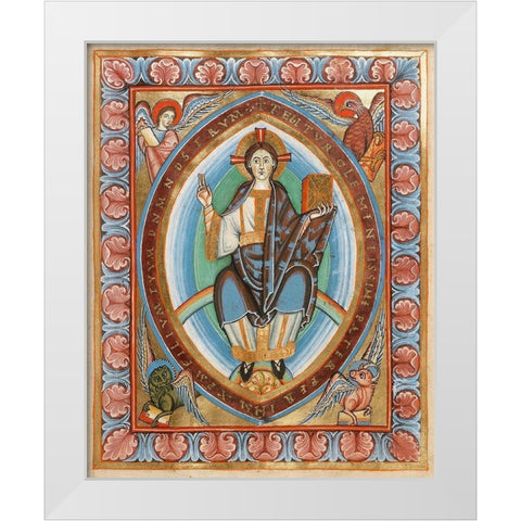 Christ in Majesty White Modern Wood Framed Art Print by Unknown 11th Century Illuminator