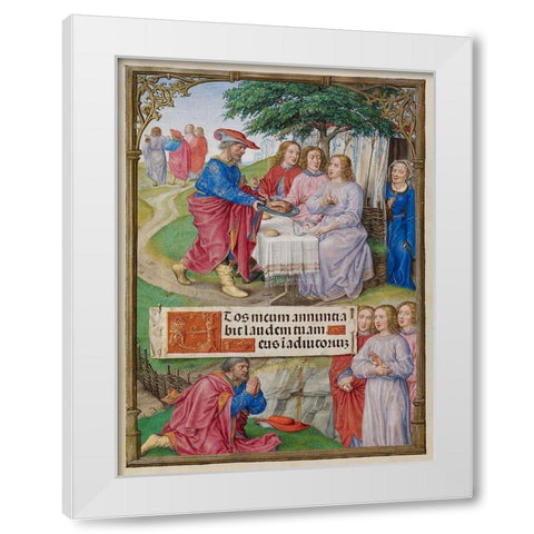 Abraham and the Three Angels White Modern Wood Framed Art Print by Unknown 16th Century Flemish Illuminator
