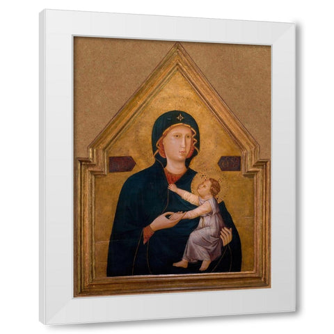 Madonna and Child White Modern Wood Framed Art Print by Unknown 13th Century Italian Illuminator