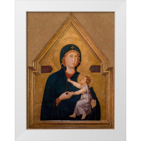 Madonna and Child White Modern Wood Framed Art Print by Unknown 13th Century Italian Illuminator