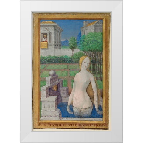 Bathsheba Bathing White Modern Wood Framed Art Print by Bourdichon, Jean
