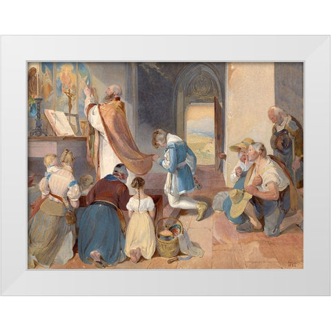 Fridolin Assists with the Holy Mass White Modern Wood Framed Art Print by Fendi, Peter