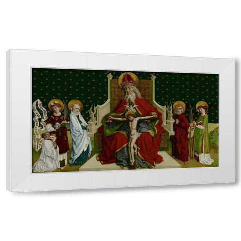 The Trinity with the Virgin, Saints John the Evangelist, Stephen and Lawrence and a Donor White Modern Wood Framed Art Print by von Andlau, Peter Hemme