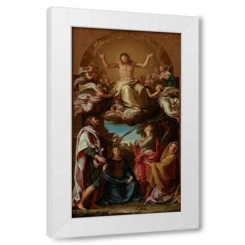 Christ in Glory with Saints Celsus, Julian, Marcionilla and Basilissa White Modern Wood Framed Art Print by Batoni, Pompeo Girolamo