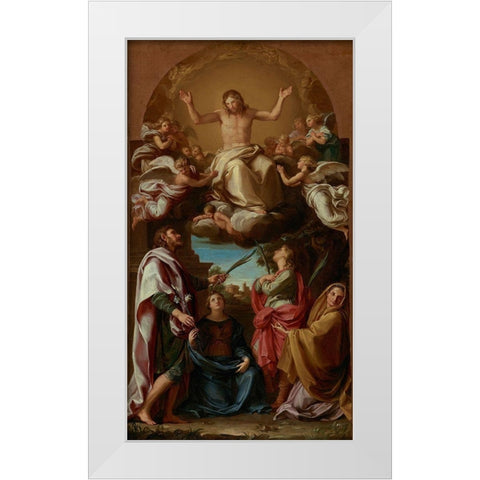 Christ in Glory with Saints Celsus, Julian, Marcionilla and Basilissa White Modern Wood Framed Art Print by Batoni, Pompeo Girolamo