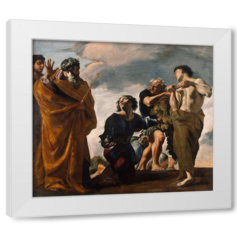 Moses and the Messengers from Canaan White Modern Wood Framed Art Print by Lanfranco, Giovanni