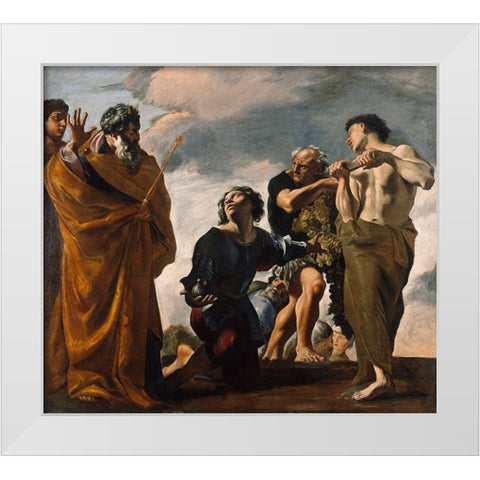 Moses and the Messengers from Canaan White Modern Wood Framed Art Print by Lanfranco, Giovanni