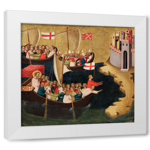 Arrival of Saint Ursula at Cologne White Modern Wood Framed Art Print by Daddi, Bernardo